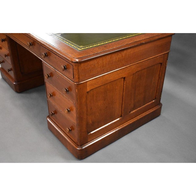 Victorian Oak Partners Desk, 1880s For Sale - Image 3 of 12