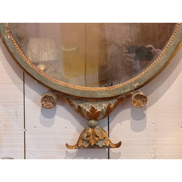 19th Century Italian Parcel Gilt and Green Oval Mirror For Sale - Image 5 of 6