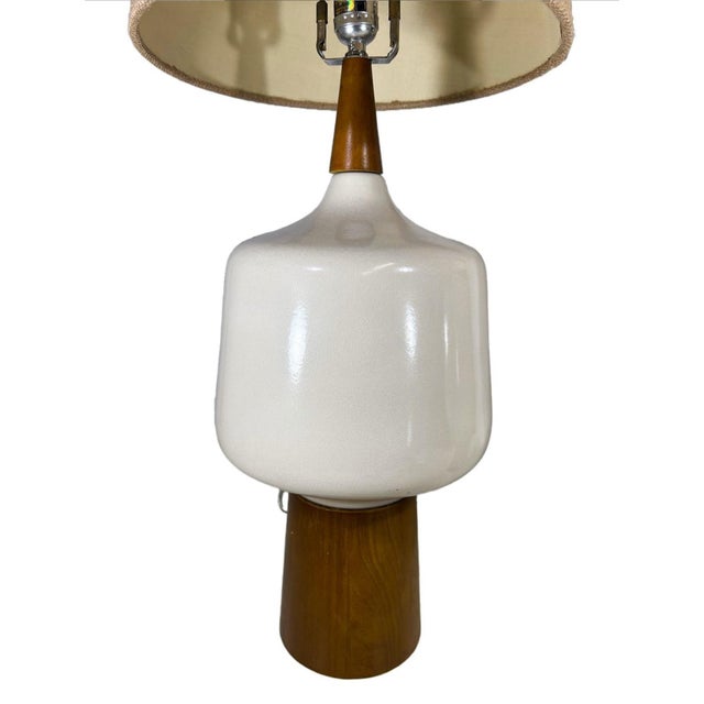 Pair of lamps table on a wood and ceramic style Danish.