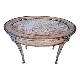 Antique French Bronze & Marble Coffee Table W Rams Heads For Sale