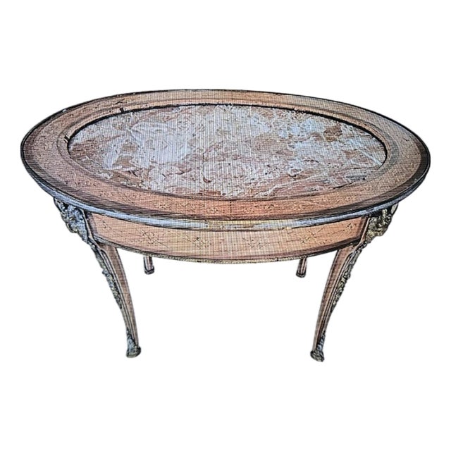 Antique French Bronze & Marble Coffee Table W Rams Heads For Sale