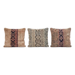 Striped Rug Pillow Cover 24'' X 24'' - Set of Three For Sale