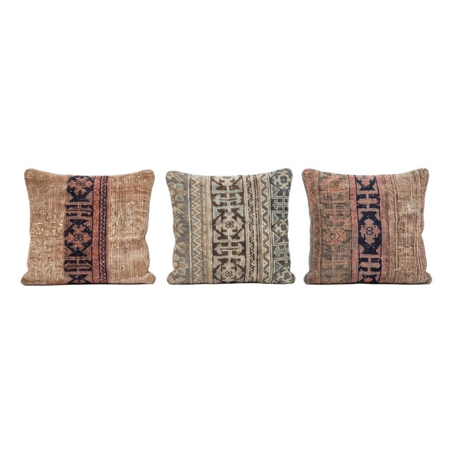 Striped Rug Pillow Cover 24'' X 24'' - Set of Three For Sale
