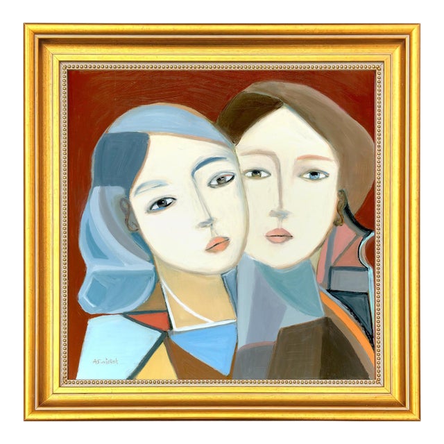 Portrait in Vienna Contemporary Oil Painting by Alexandra Swistak, Framed For Sale