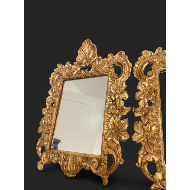 Wood Regency Mirrors in Gilded Wood with Gold Leaf, 1950s, Set of 2 For Sale - Image 7 of 11