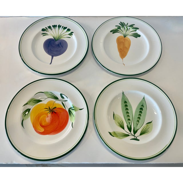 Vintage Hand Painted Italian Pizzato Vegetable Dinner Plates- Set of 4 For Sale - Image 10 of 10