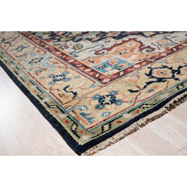 9x12 Timeless Oriental Navy Traditional Medallion Hand Knotted Wool Carpet Rug For Sale - Image 4 of 6