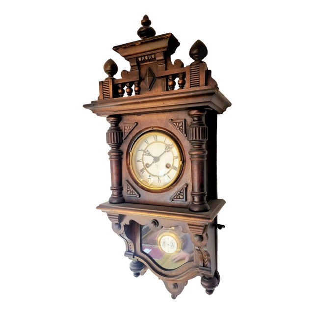 Antique Junghans German Regulator Wall Clock with Pendulum, 1890 For Sale