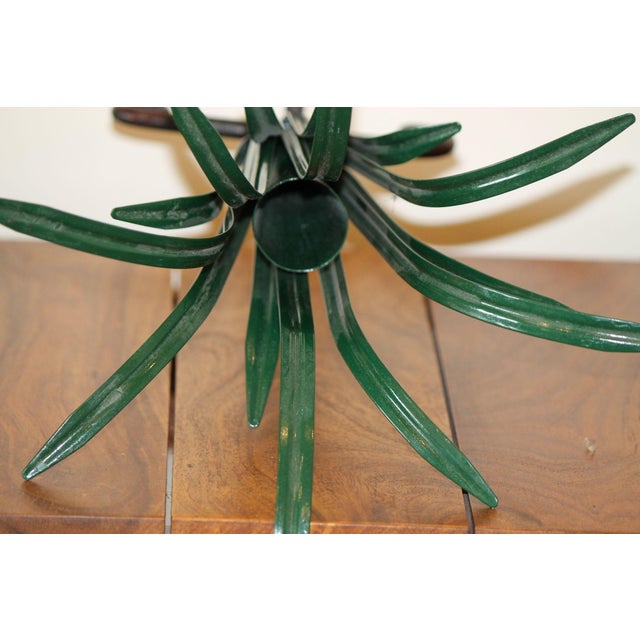1960s Vintage Tole Metal Leaf Vase, Scrolled Feet For Sale - Image 5 of 6