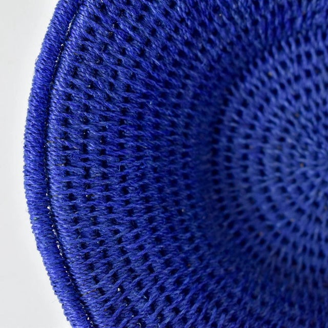 Early 20th Century Sisal Handwoven Blue Basket Eswatini 6inch For Sale - Image 4 of 8