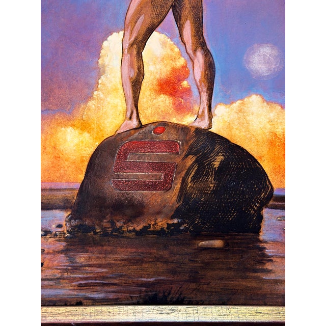 Daniel Maffia, Standing Male Nude at Sunrise, Oil Painting on Cardboard, Framed For Sale - Image 4 of 11