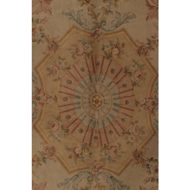 Textile Antique French Aubusson Rug in Gold With Pastel Floral Medallions - Rug & Kilim For Sale - Image 7 of 10