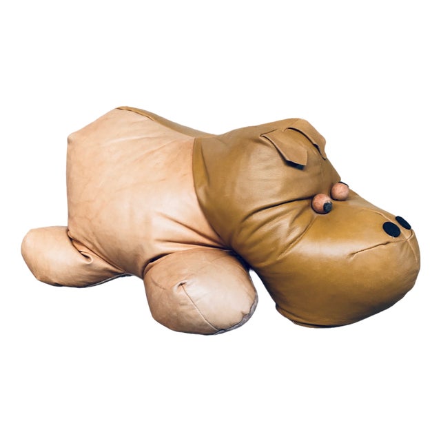 Leather Hippo Hippopotamus Footstool, 1970s For Sale