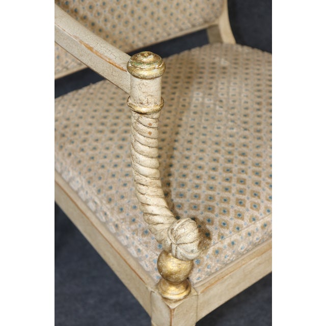 Pair Hollywood Regency Style Painted and Gilt Armchairs by William Switzer For Sale In Philadelphia - Image 6 of 16