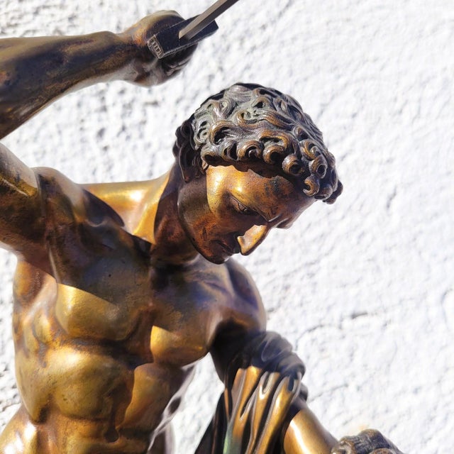 Bronze sculpture with a brown patina, titled "Alexander Killing a Lion in Bazaar on the Banks of the Bosphorus": Prince...