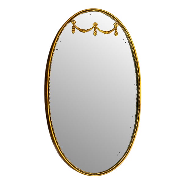 Italian Mirror with Brass Frame, 1950s For Sale