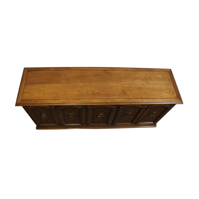 Brown Late 20th Century Drexel Furniture Solid Pecan Italian Mediterranean Style 68" Buffet Sideboard For Sale - Image 8 of 11