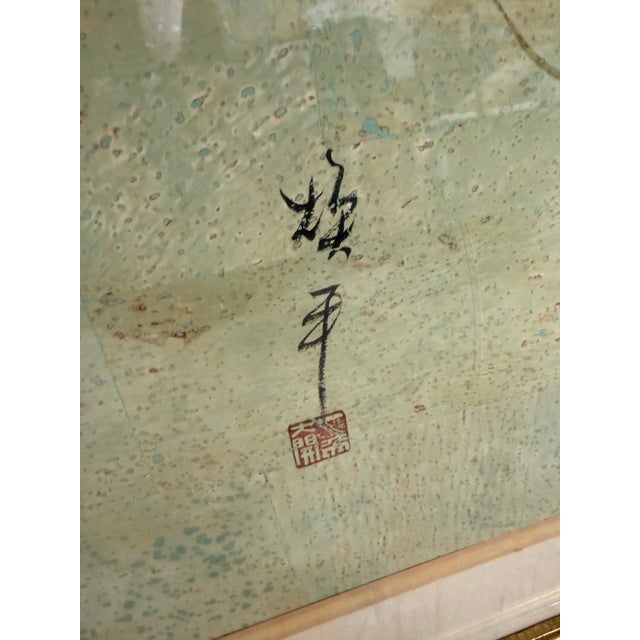 Asian Style Artwork Bird on Flower Composition, Signed For Sale - Image 4 of 12