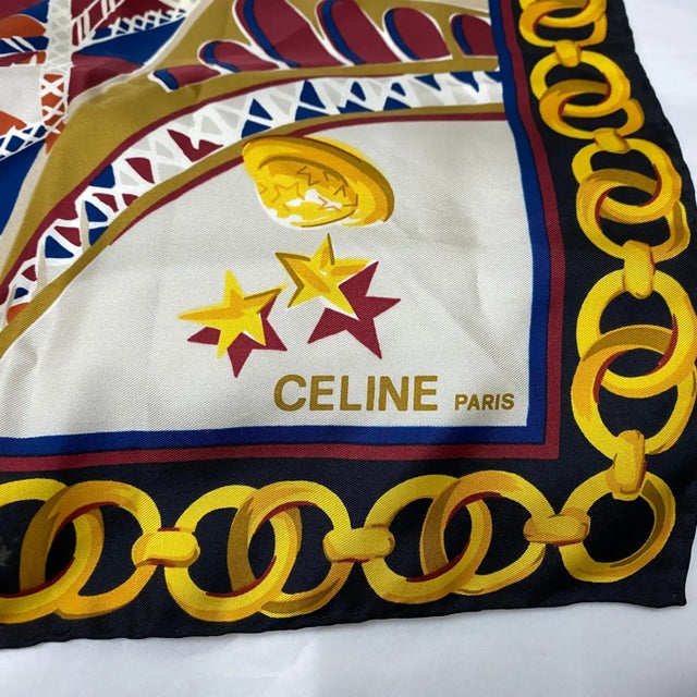 1990s Vintage Large Silk Foulard by Celine Paris For Sale - Image 11 of 12