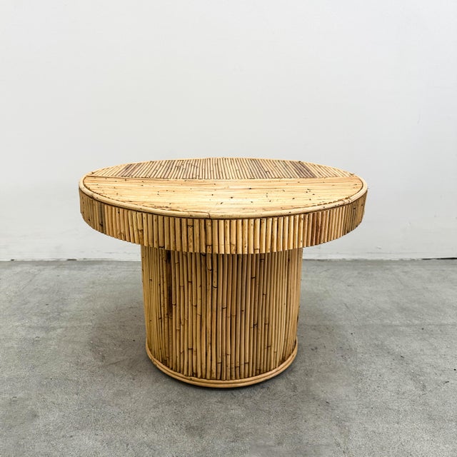 Gabriella Crespi Vintage Coastal Rattan Pencil Reed Side Table / End Table, 1970s For Sale - Image 4 of 11