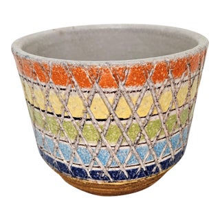 Vintage Italian, Handcrafted Bitossi Style Ceramic Planter For Sale