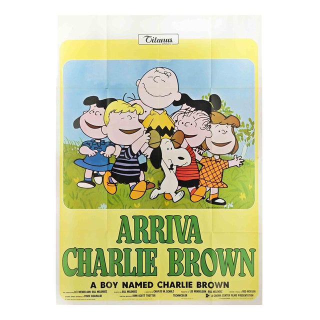 Vintage Italian Arriva Charlie Brown Poster, 1960s, Paper, Folded For Sale