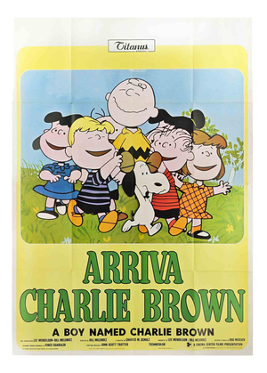 Vintage Italian Arriva Charlie Brown Poster, 1960s, Paper, Folded