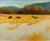 Winter Light by Lani Vlaanderen | Oil on panel of grazing animals in a snowy field For Sale