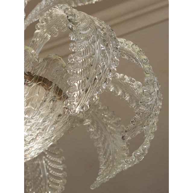 Vintage Art Deco Murano Glass Chandelier with Eighteen Leaves by Ercole Barovier, 1930s For Sale - Image 14 of 18