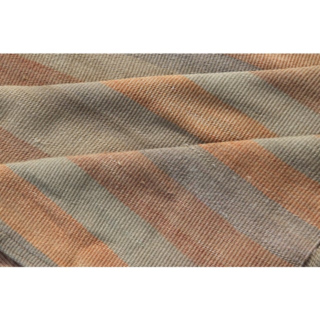 Vintage Turkish Kilim Gallery Runner With Soft Stripes in Sage, Peach, and Sand For Sale - Image 11 of 12