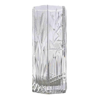 Vintage Crystal Vase with Decorative Spikes, Italy, 1970s For Sale