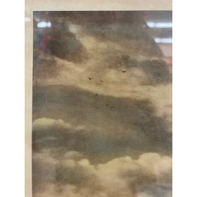 Mid-Century Modern Vintage Framed Landscape Print Depicting Tree-Lined Country Road With Dramatic Sky For Sale - Image 3 of 10