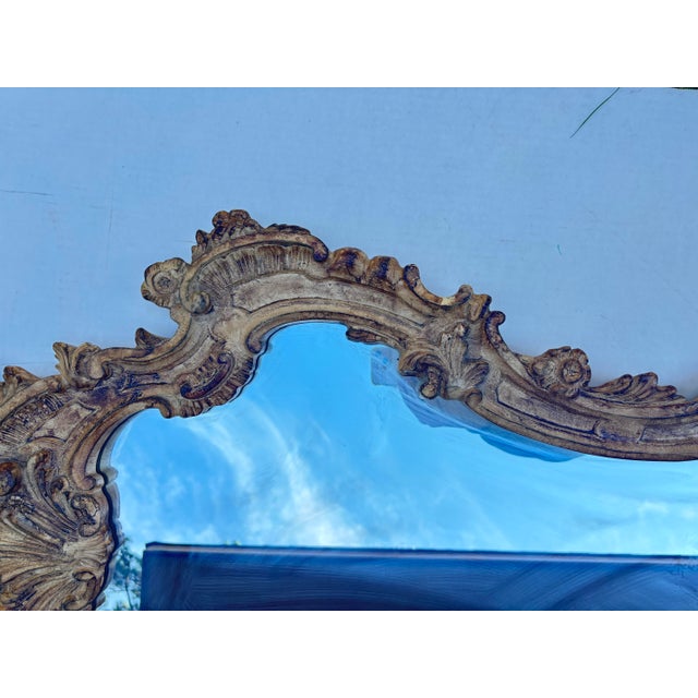 Early 20th Century Early 20th Century Rococo Baroque Italian Style Intricate Cream Wall Mirror For Sale - Image 5 of 9