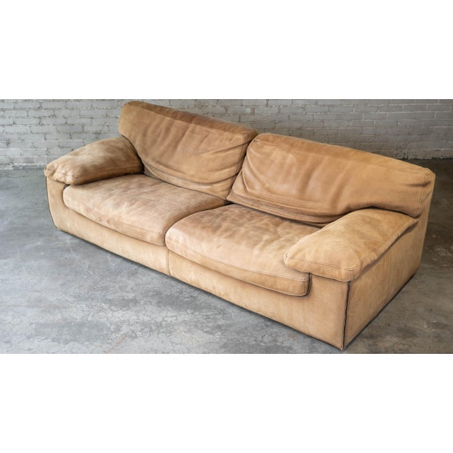 Roche Bobois Roche Bobois for Tre Erre S.p.A. Buffalo Camel Leather Sofa For Sale - Image 4 of 15