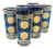 Vintage Culver Blue & 22k Gold Coin Highball Cocktail Glasses - Set of Six For Sale