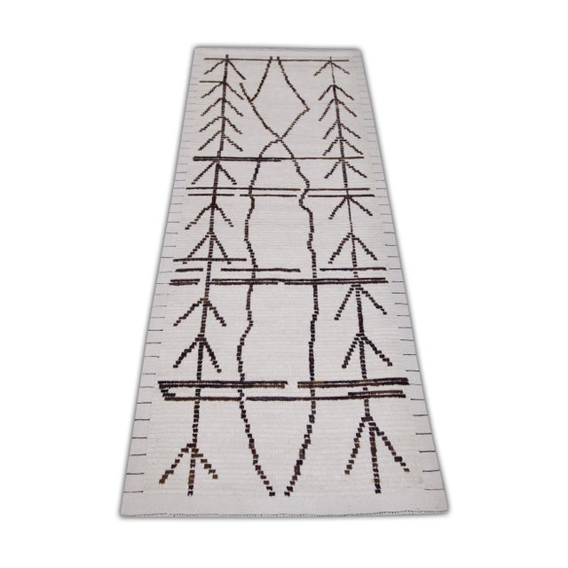 Early 21st Century Brown & Beige 21st Century Modern Moroccan Style Wool Runner 2'9" X 6'9" For Sale - Image 5 of 6