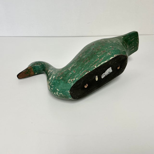 1970s Vintage Farmhouse Arts & Crafts Hand Carved Wood Duck Sculpture. For Sale - Image 15 of 15