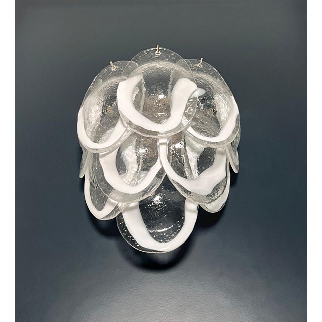 Mid-Century Modern Vintage Italian Clear Lattimo Murano Glass Wall Lights from Mazzega, 1990s, Set of 2 For Sale - Image 3 of 17