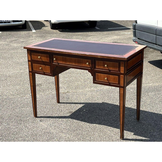 Kingswood Veneer Desk with Red Top For Sale - Image 12 of 14