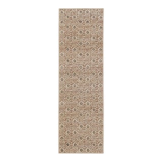 Contemporary Floral Block Print Wool & Natural Silk Runner by Rug & Kilim, India For Sale