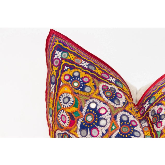 Colorful Rajasthani Embroidered Decorative Pillow For Sale - Image 4 of 8
