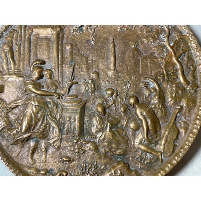 19th Century Antique 1800's Solid Bronze Relief Wall Plaque Greek Roman Mythology Statue For Sale - Image 5 of 10