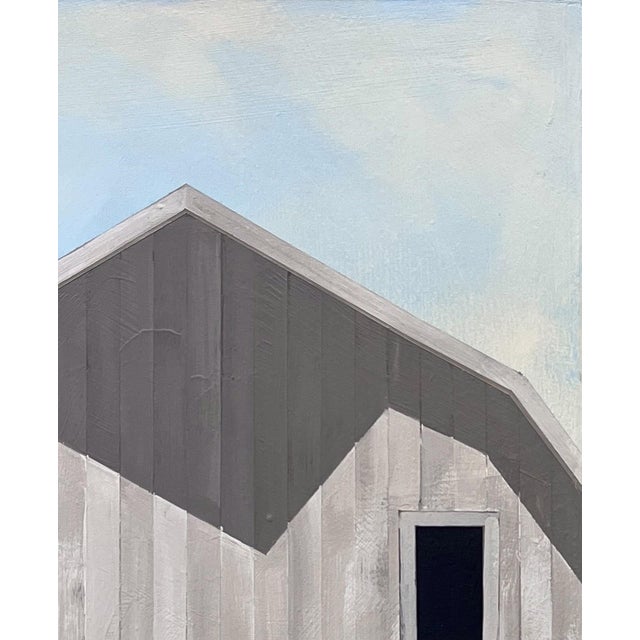 Double T Ranch by Justin Wheatley | Acrylic on Panel Grey Barn With Blue Sky For Sale - Image 4 of 8