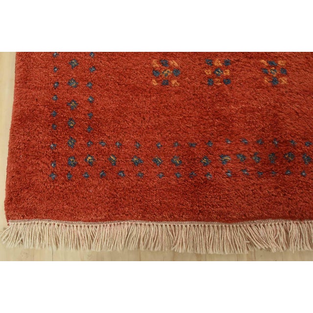 Gabbeh Rug 8’2” X 10’5” Red Wool Vintage Hand-Knotted Oriental Carpet For Sale - Image 12 of 15