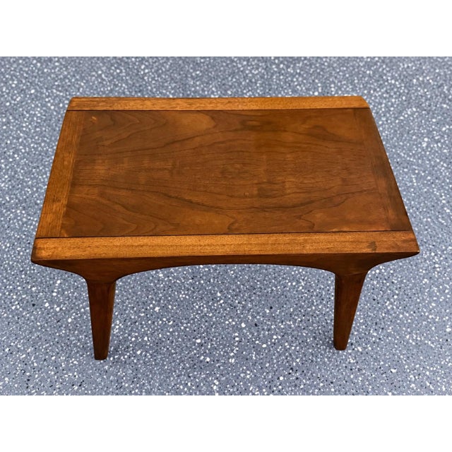 Wood Mid-Century Drexel Profile Walnut Vanity and Matching Stool by John Van Koert Cir. 1960 For Sale - Image 7 of 12