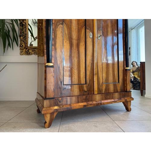 Antique Empire Column Cabinet in Walnut For Sale - Image 9 of 18
