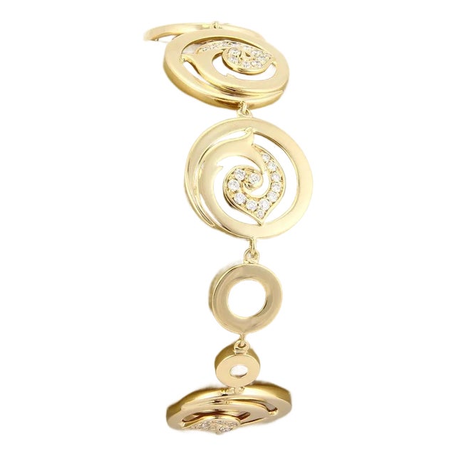 Diamond 18k Yellow Gold Assorted Style Circular Link Bracelet For Sale