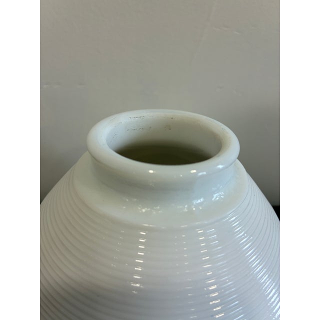 Mid-Century Modern Vintage White Milk Glass Ribbed Cone Lamp Shade For Sale - Image 3 of 8