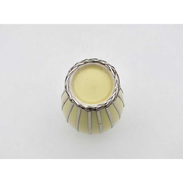 Early 20th Century Vintage Meiji Japanese Art Pottery Vase With Silver Basketweave Wire Overlay For Sale - Image 5 of 8