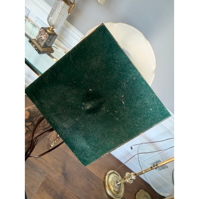 Vintage Crystal and Brass Table Lamps With Marble Bases and Pleated Shades - a Pair For Sale - Image 14 of 15